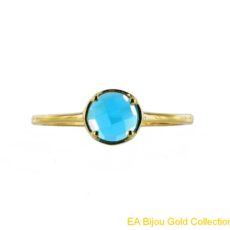 Ring Felicity aus Gelbgold 14 Karat, 585, mit hellblauem Zirkonia, Kollektion Felicyenne